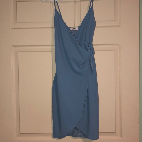 pale blue wrap dress